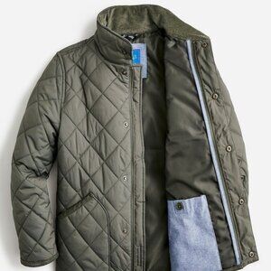 Crewcuts Kids Quilted Barn/ Field Jacket, Olive Green with Cord collar, XXS